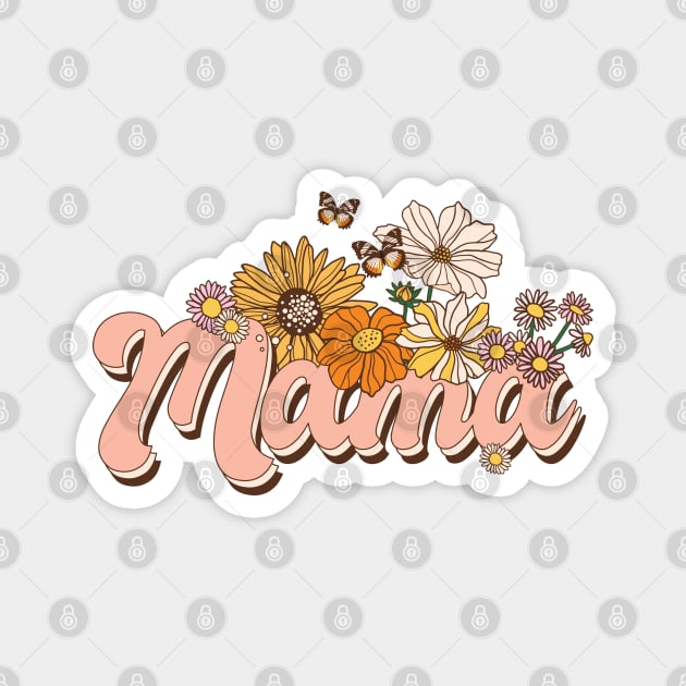 Floral Retro Mama Gift Magnet by The WYLD Tribe