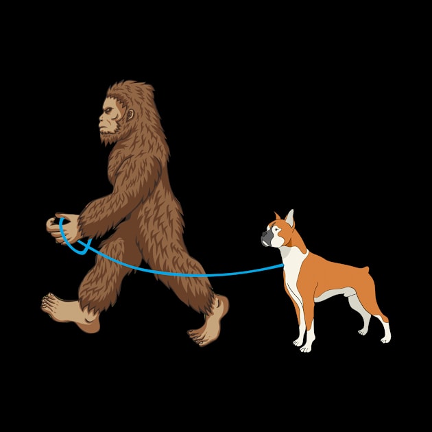 Bigfoot Dog Walk Boxer - Sasquatch Dog Lovers by SkivingtonAllanss