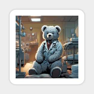 Teddy as a doctor on a hospital ward Magnet