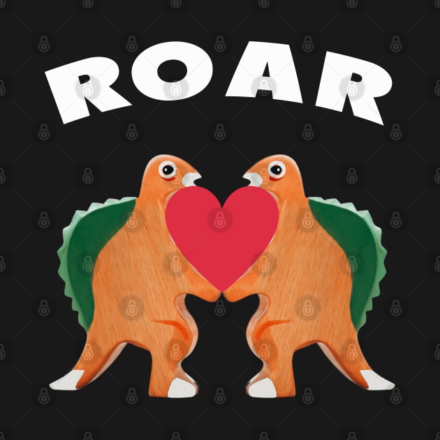 Cute Dinosaur Backtoschool Quote Roar Heart white by Dolta