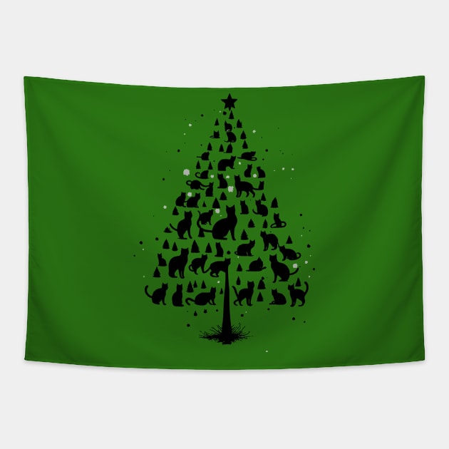 Cat Lover Christmas Tree Tapestry by taiche