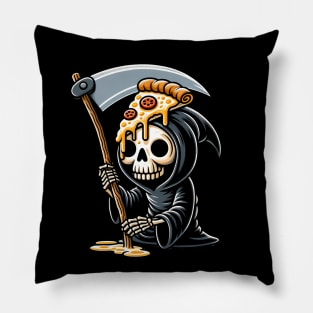 Grim Reaper  with Pizza, Funny Pizza lover Pillow