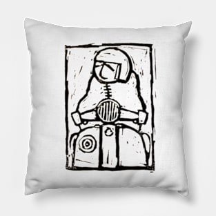 Classic Retro, Vintage,  Scooter, Scooterist, Scootering, Scooter Rider, Mod Art Pillow