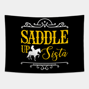 Saddle Up Sista Horse Cowgirl Rider Tapestry