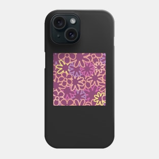 Hippie Floral Purple Bright Colors Overlap Seamless Pattern Phone Case