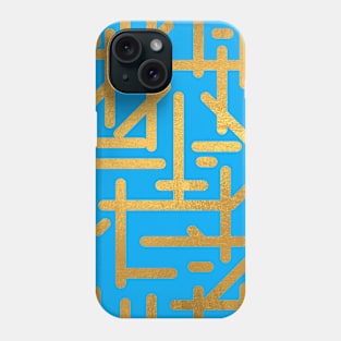 Light Blue Gold colored abstract lines pattern Phone Case