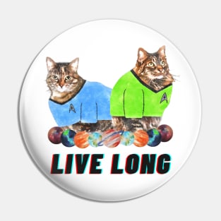Live Long Cats Watercolor Cat Portrait Pin