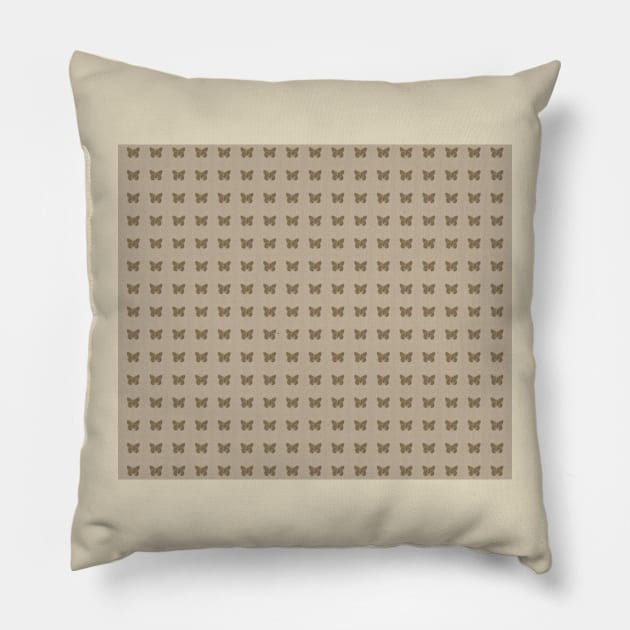 Linen Look Gold Butterfly Pattern Pillow by technotext