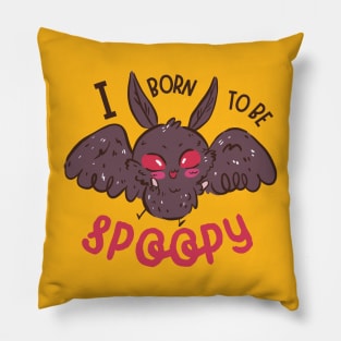 I Born Spoopy Spooky Cute Mothman West Virginia Cryptid Creature Pillow