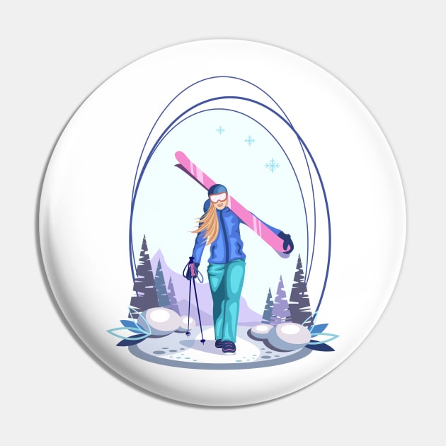 Skier Pin by Design by Arapova