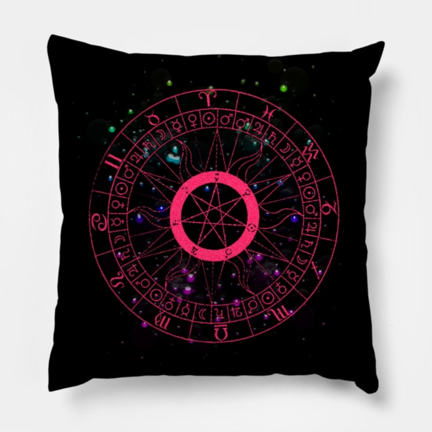 Astrology wheel (II) Pillow by Sinmara