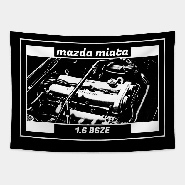 Mazda Miata MX-5 NA ENGINE (BLACK VERSION) Tapestry by Cero