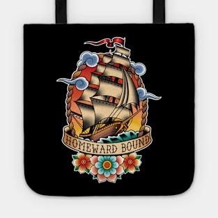 Homeward Bound Traditional Tattoo Sailing Ship Tote