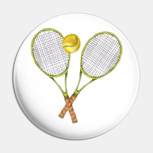 two Tennis rackets with tennis ball Pin