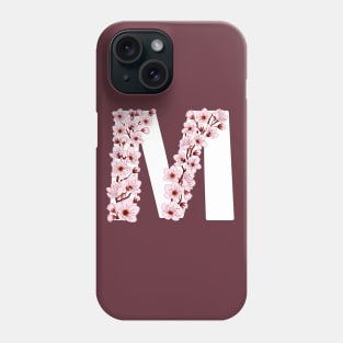 Colorful capital letter M patterned with sakura twig Phone Case