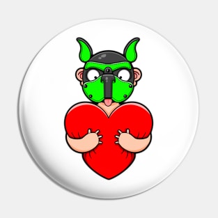 Gay Green Pup Hug Pin