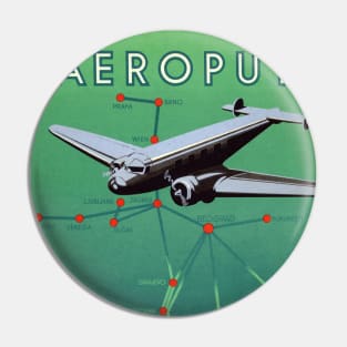 Aeroput Yugoslavia Vintage Poster 1938 Pin