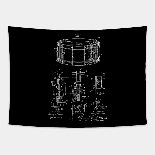 Snare Drum Muffler Vintage Patent Drawing Tapestry by TheYoungDesigns