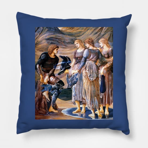 Perseus and the Sea Nymphs - Edward Coley Burne-Jones Pillow by forgottenbeauty