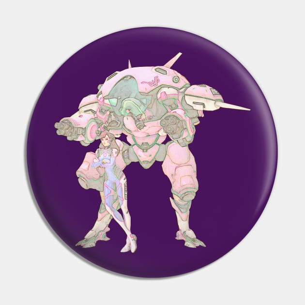 Overwatch D. Va and Mech Pin by Green_Shirts