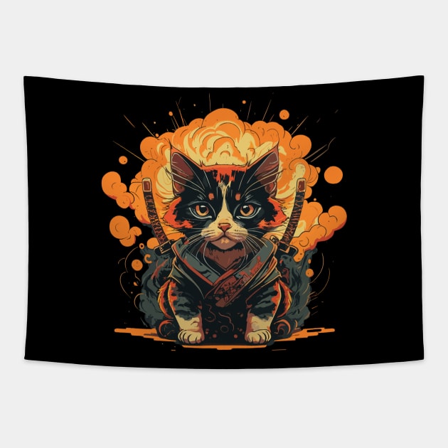 ninja cat Tapestry by la chataigne qui vole ⭐⭐⭐⭐⭐