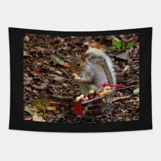 squirrel with shopping cart Tapestry