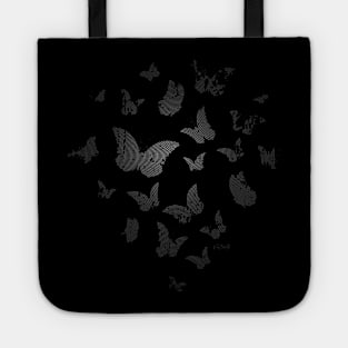 BUTTERFLY Gray, Retro Design, Ring Grid Tote