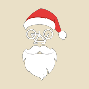 SANTA CLAUS BICYCLE FACE BEARD HAT SYMBOLIC ART,SANTA IS WATCHING For Merry Christmas Gift Ideas For Cycling Lovers and Cyclist loves santa, Bicyclist Santa Riding Bike, Figurative Santa bicycle face T-Shirt