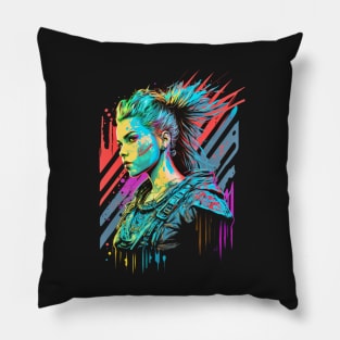 Neon Cyberpunk Viking - V1.19 Pillow