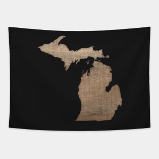 MICHIGAN Silhouette in Burlap Texture by Cherie(c)2021 Tapestry