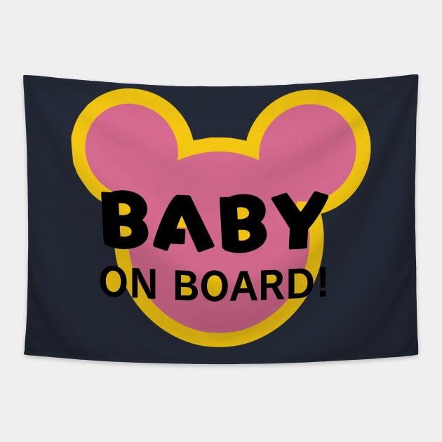 Cute Baby Girl on Board! Tapestry by A4AYN