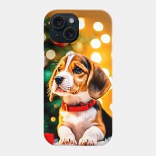 Beagle Puppy with Christmas Gifts Phone Case