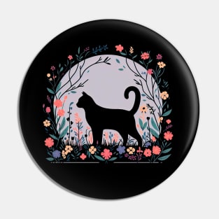 Cat in the Flowers Pin