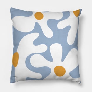 Abstract Flowers White Blue 2 Pillow