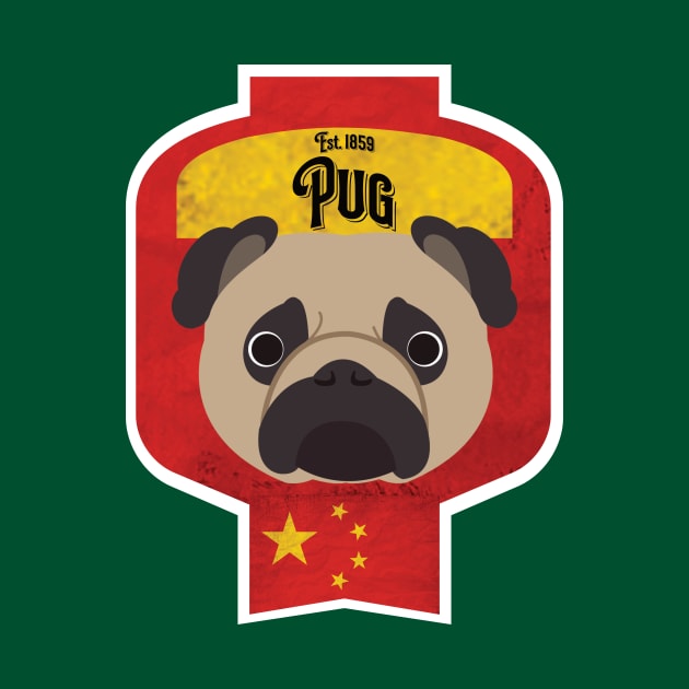 Pug - Distressed Chinese Pug Beer Label Design by DoggyStyles