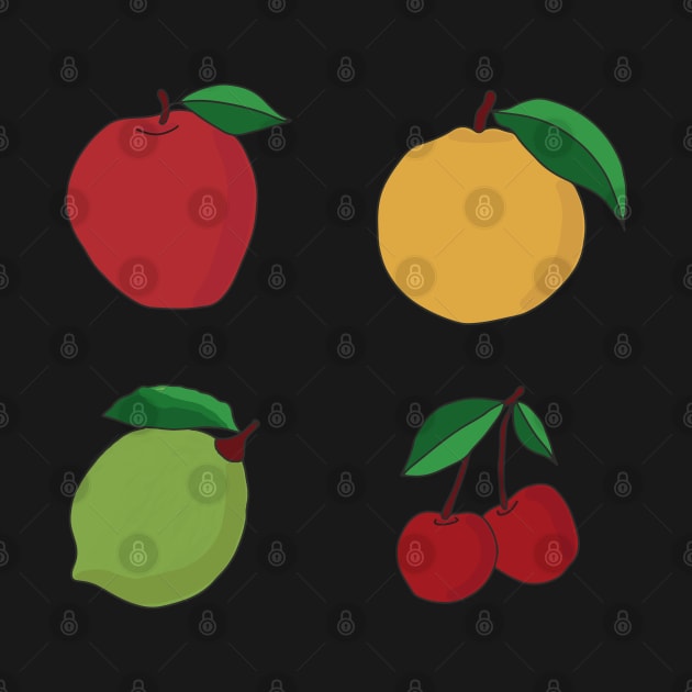 Apple, Orange, Lemon and Cherry Fruits by DiegoCarvalho