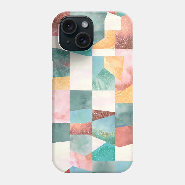 Pocket - COLLAGE TEXTURE SHAPES GREEN RED Phone Case by ninoladesign