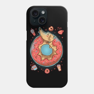 Coffee break dachshund donut Phone Case