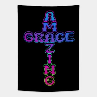 Amazing Grace Neon Cross Tapestry