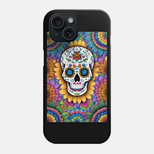 Sugar Skull Art with Intricate Floral Patterns Phone Case