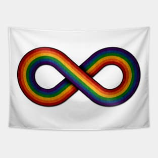 Large Infinity Vector Symbol Striped with LGBTQ Pride Rainbow Flag Tapestry