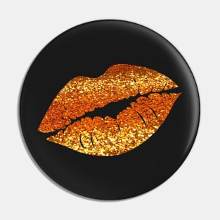 Golden Orange Ombre Faux Glitter Lips Pin