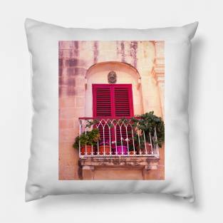 Balcony, Mdina, Malta Pillow