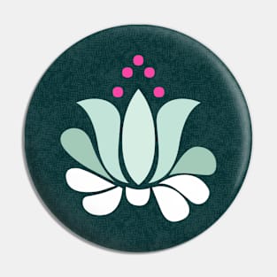 luminous lotus flowers in mint green on dark teal Pin