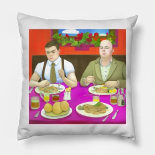 British Queer Couple Having Dinner Pillow