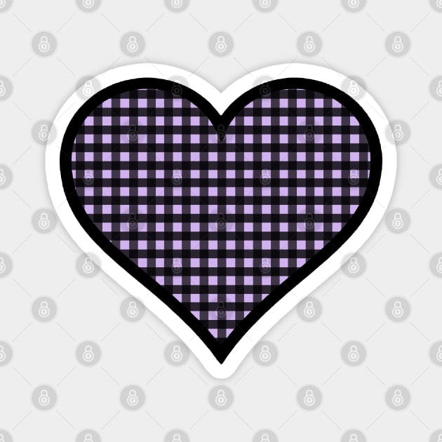 Light Purple and Black Gingham Heart Magnet by bumblefuzzies