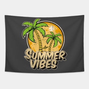 Sumer Vibes Surf Surfing palm trees vintage distressed beach retro vacation Tapestry