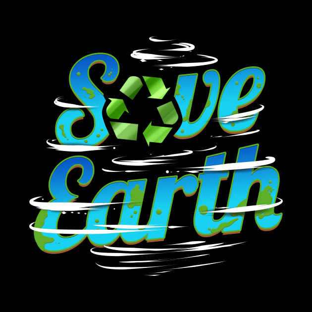 Save Earth With Recycle Logo And Clouds For Earth Day by SinBle