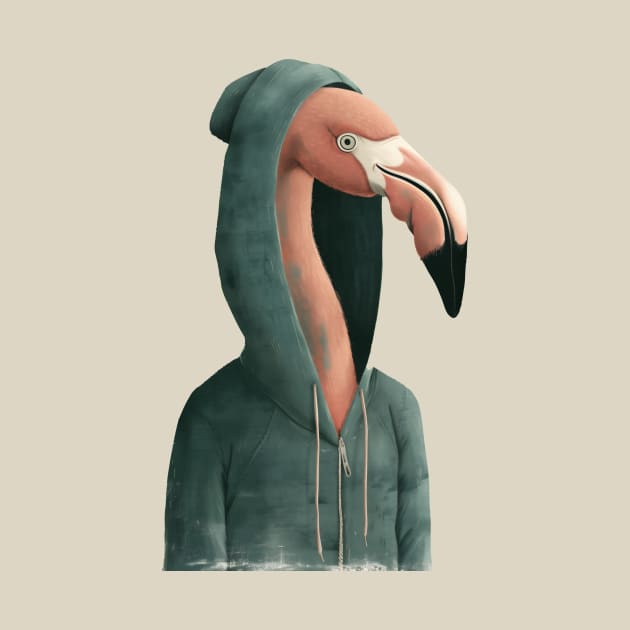 Flamingo With Hoodie by JunkyDotCom