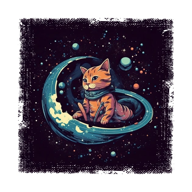 Cute Cat Floating in Space by erzebeth